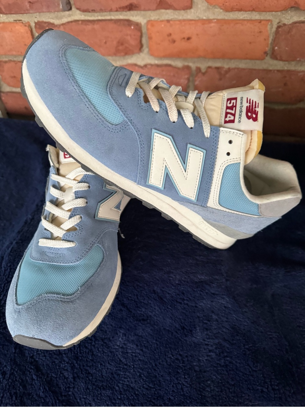 New Balance 574 Light Blue Suede & Mesh Sneakers - Picture 9 of 9